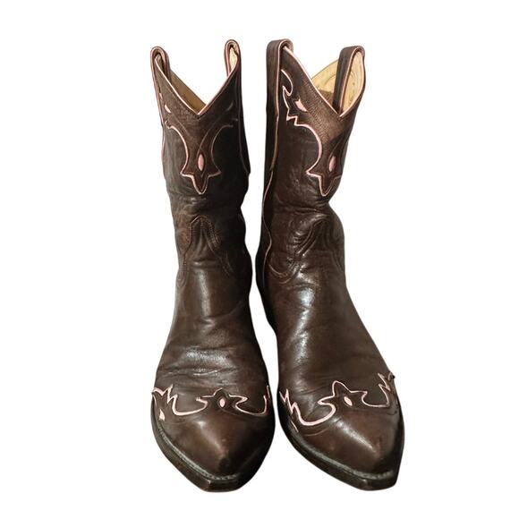 Vintage Old Gringo Women’s 10 B Chocolate Pink Leather Cowboy Boots Embroidered - Picture 5 of 9